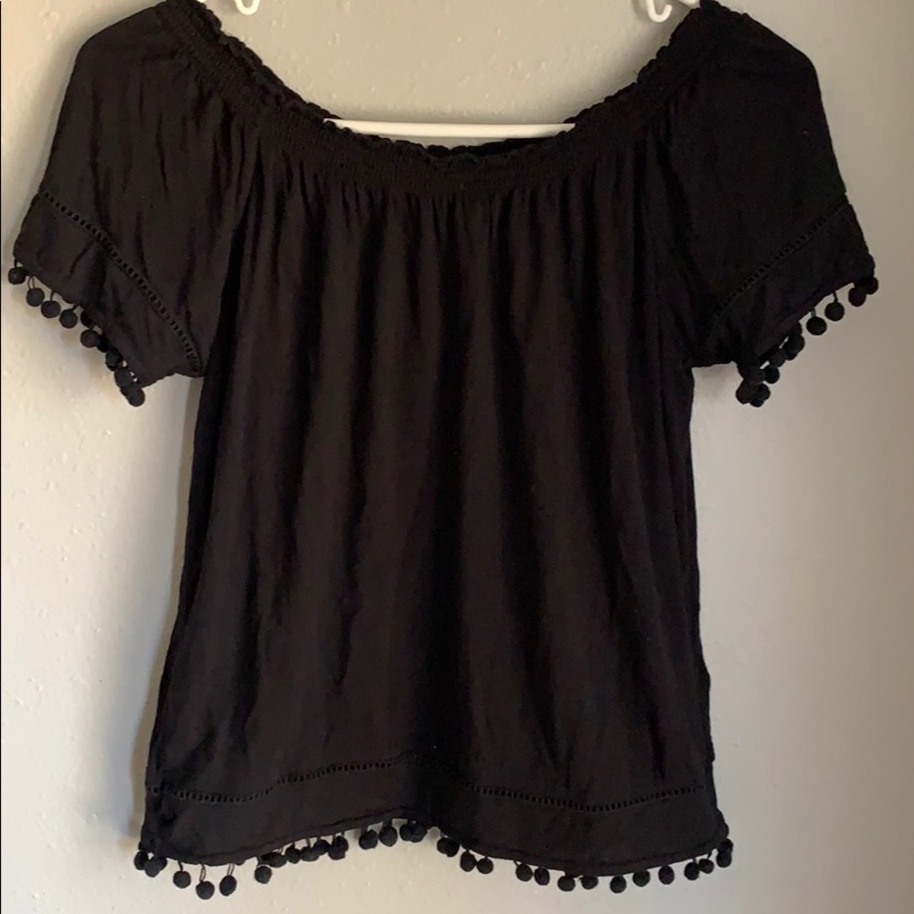 Black Pom H&M top